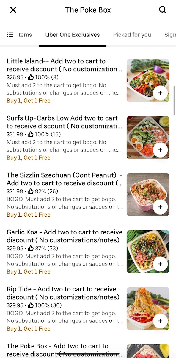 Menu, The Poke Box