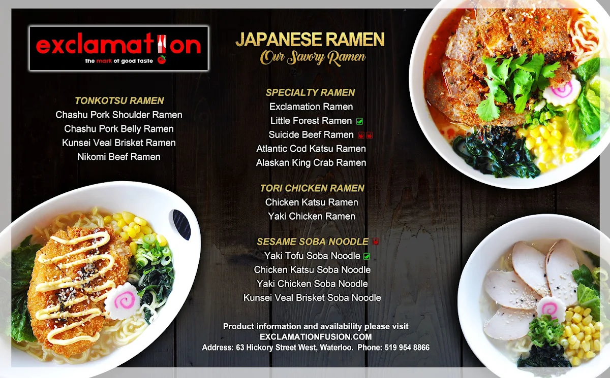 Menu, Exclamation Waterloo
