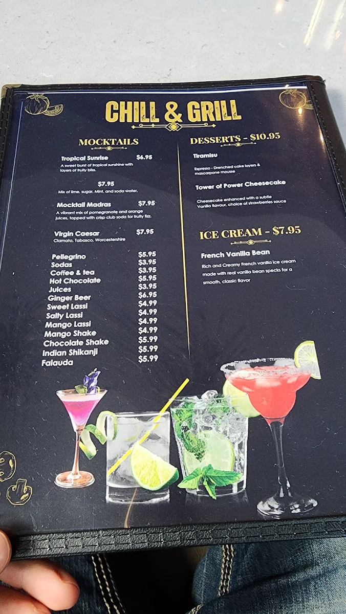 Menu, Chill & Grill Restaurant