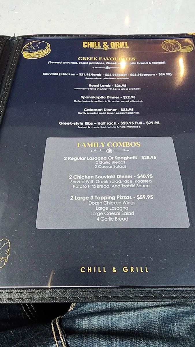 Menu, Chill & Grill Restaurant