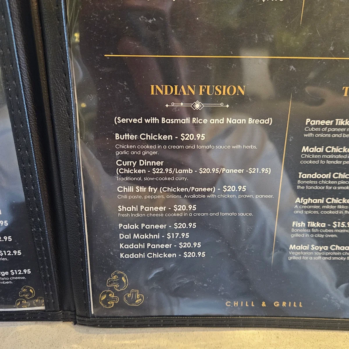 Menu, Chill & Grill Restaurant