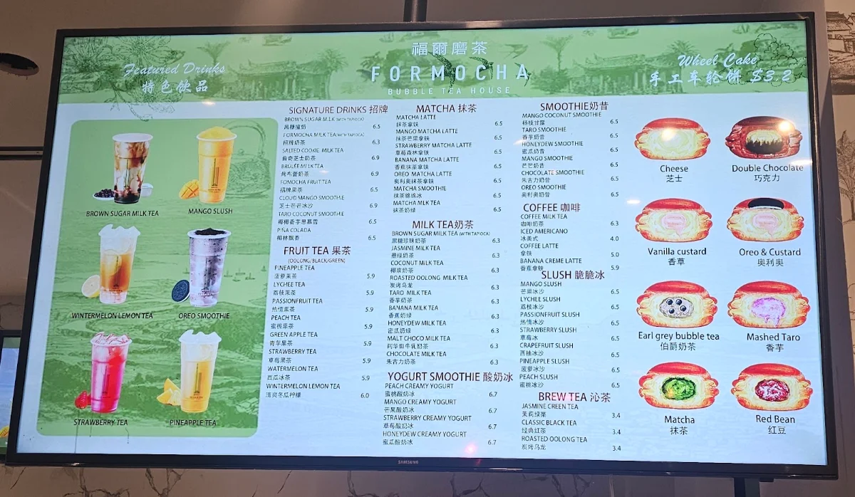 Menu, Formocha Scarborough