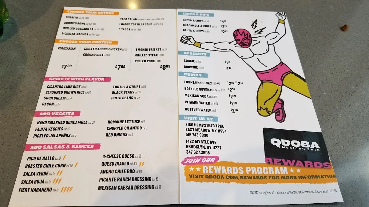 Menu, QDOBA Mexican Eats