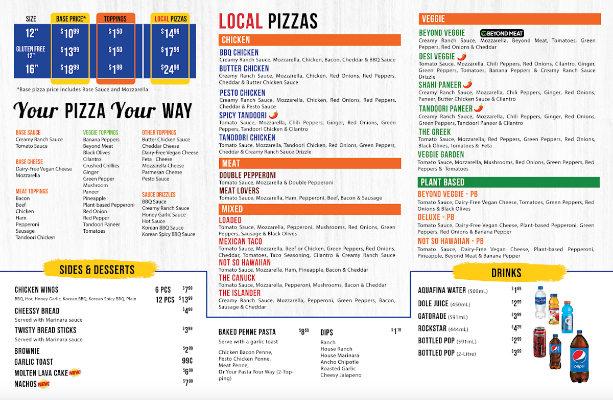 Menu, LOCAL Pizza