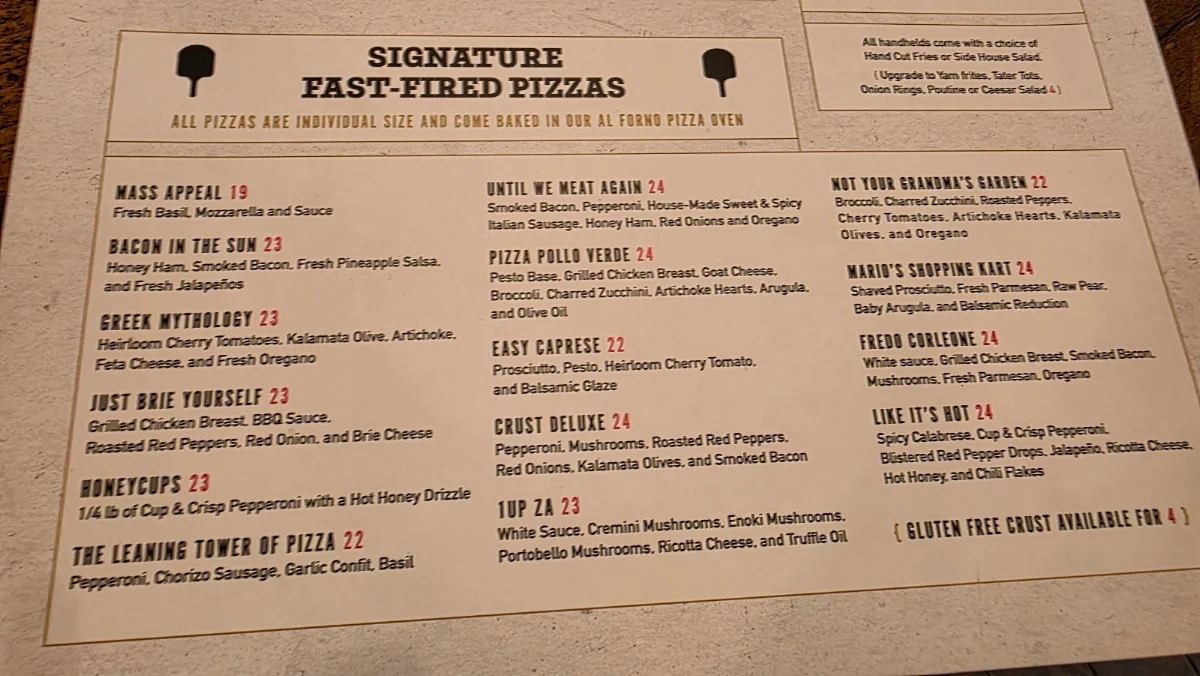 Menu, Crust & Crate Fast Fired Pizza Pub