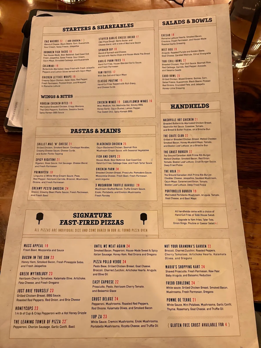 Menu, Crust & Crate Fast Fired Pizza Pub