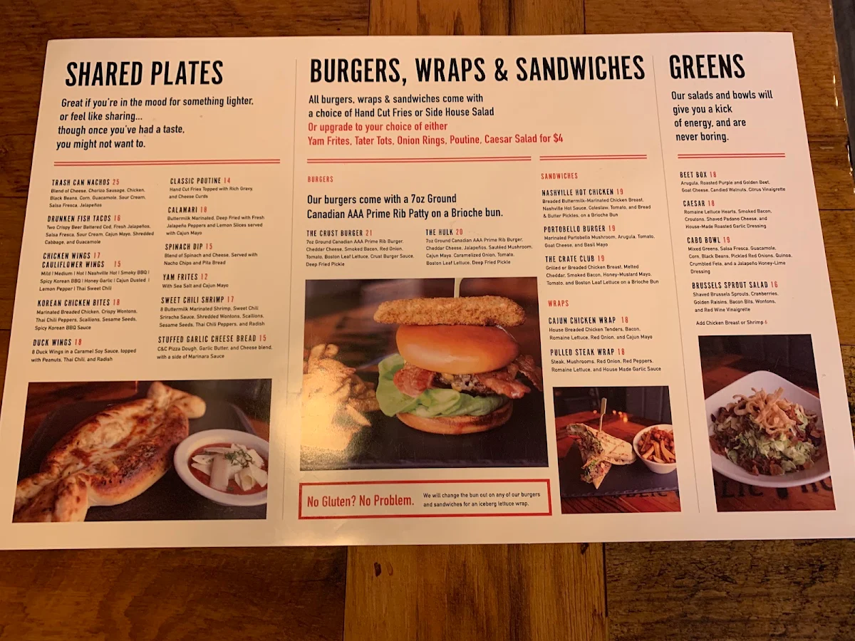 Menu, Crust & Crate Fast Fired Pizza Pub