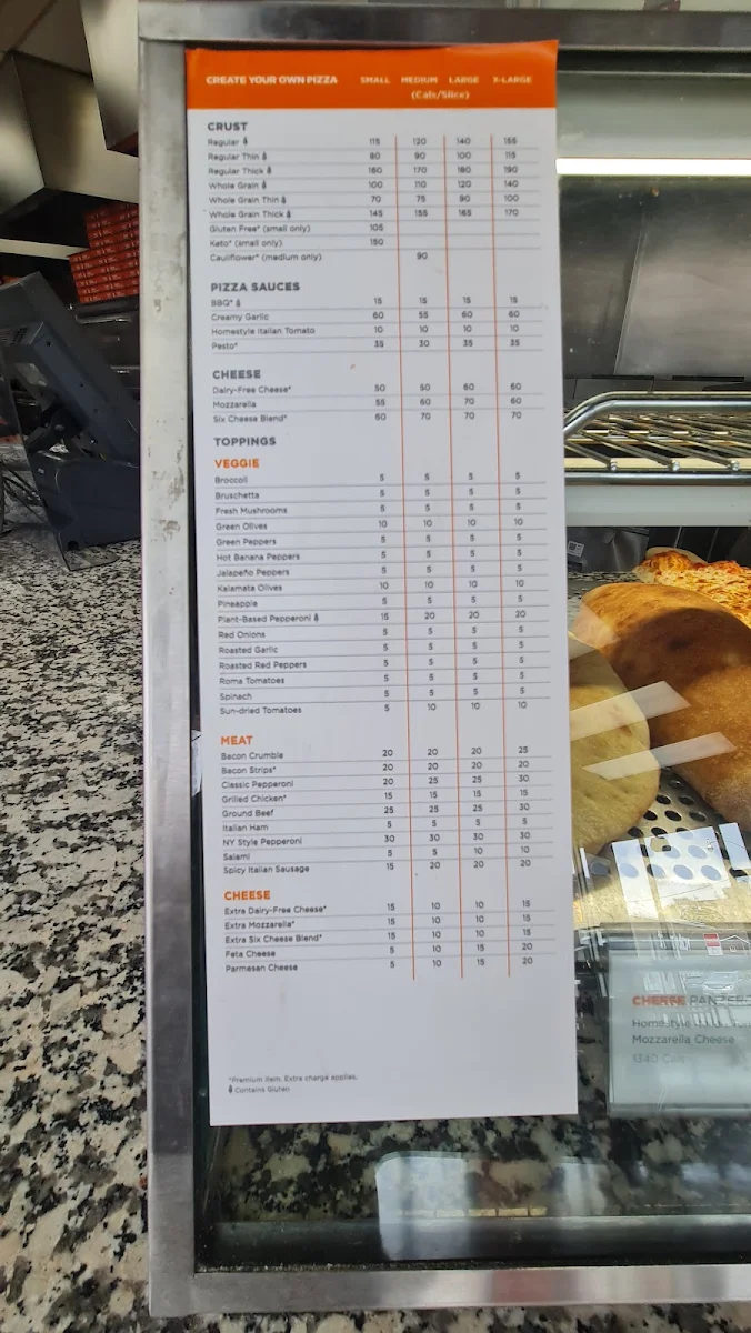 Menu, Pizza Pizza