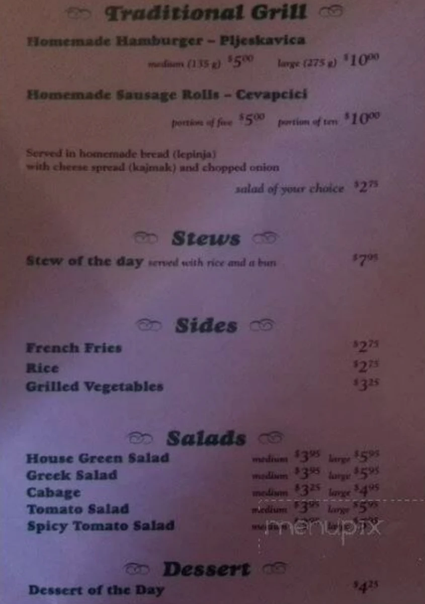 Menu, Little Cockatoo Cafe