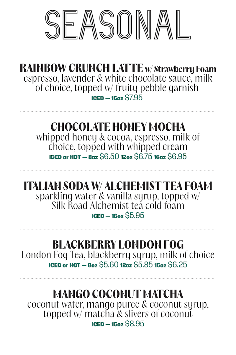 Menu, Mosi Acqua Cotta