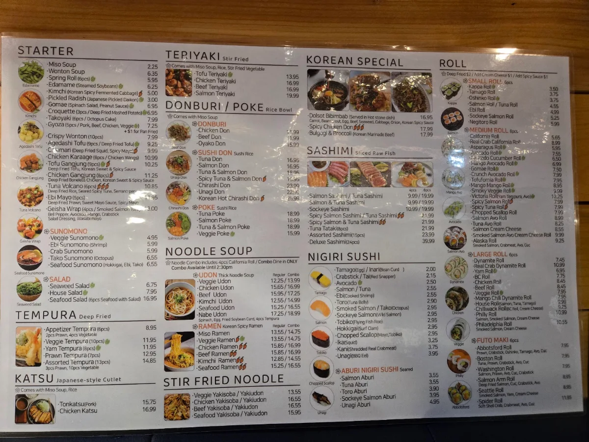 Menu, Hana Sushi Japanese Restaurant