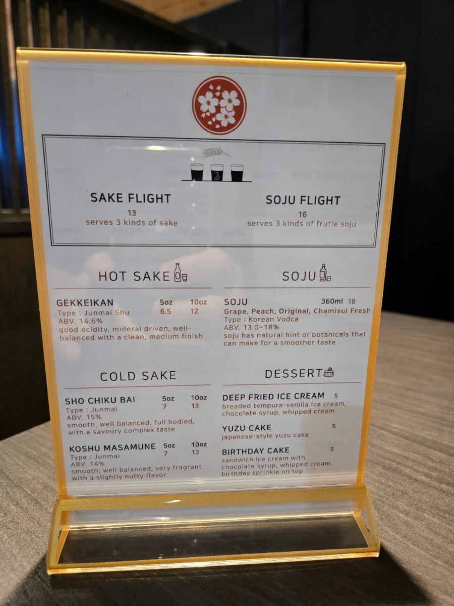 Menu, Hana Sushi Japanese Restaurant
