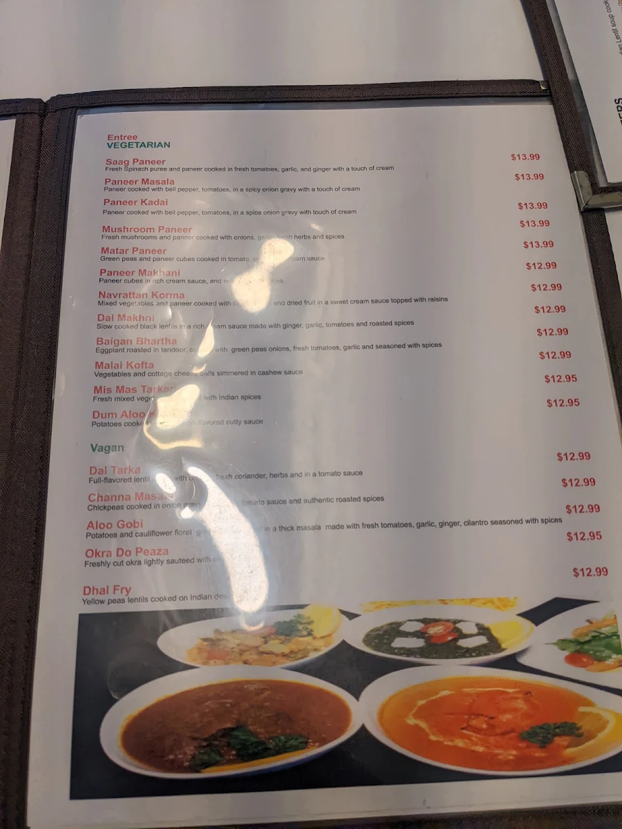 Menu, Vindaloo Indian Cuisine