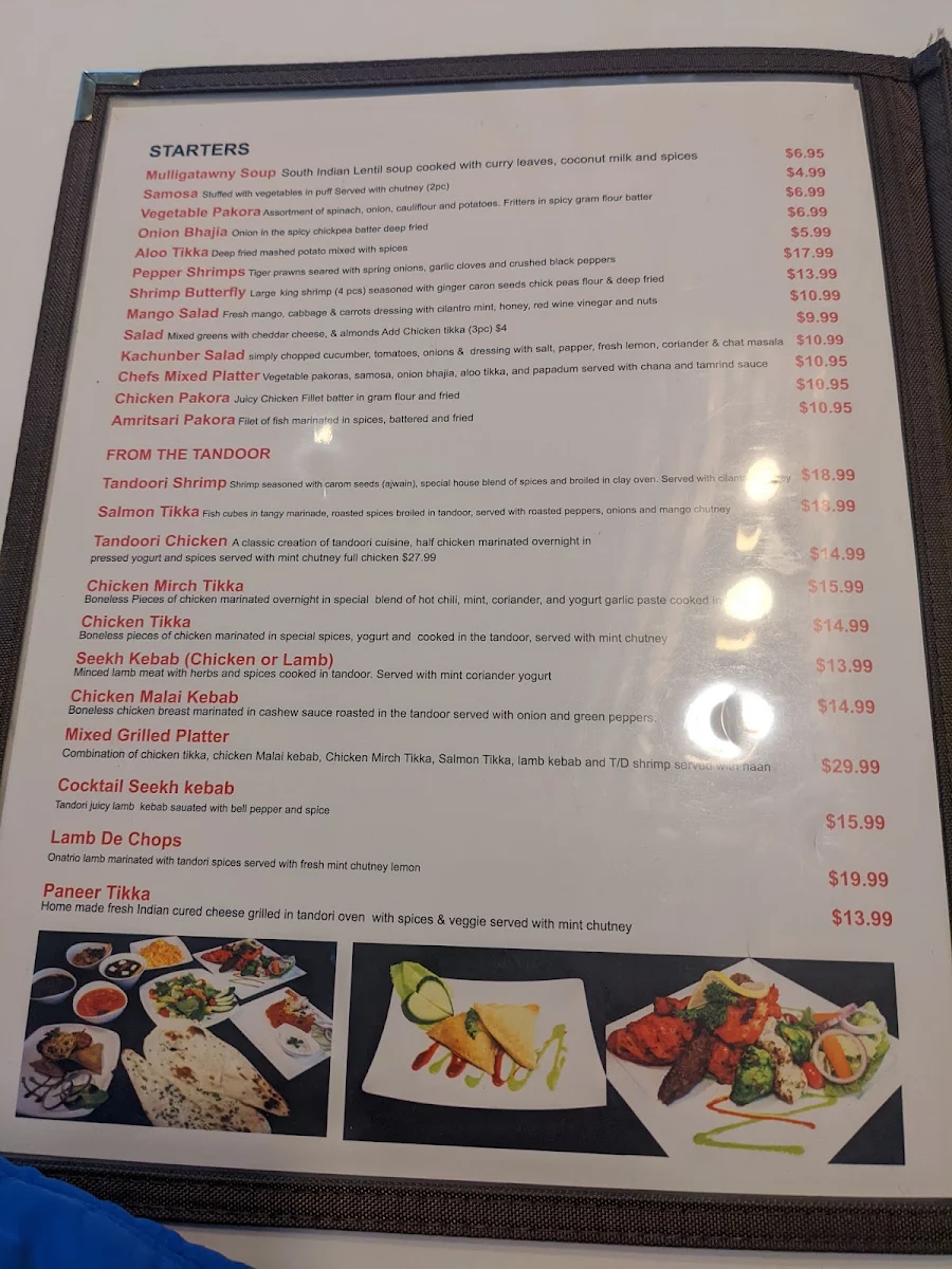 Menu, Vindaloo Indian Cuisine