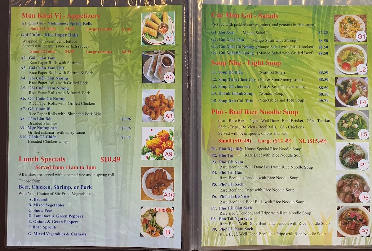 Menu, Thuân Thành Restaurant