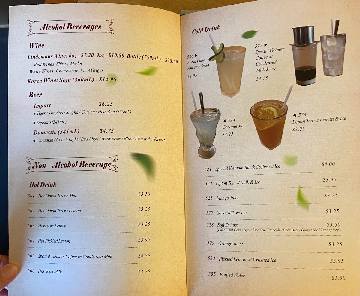 Menu, Thuân Thành Restaurant