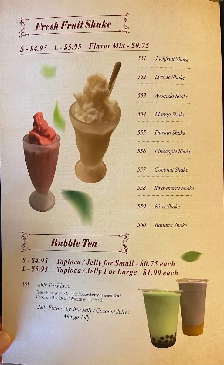 Menu, Thuân Thành Restaurant