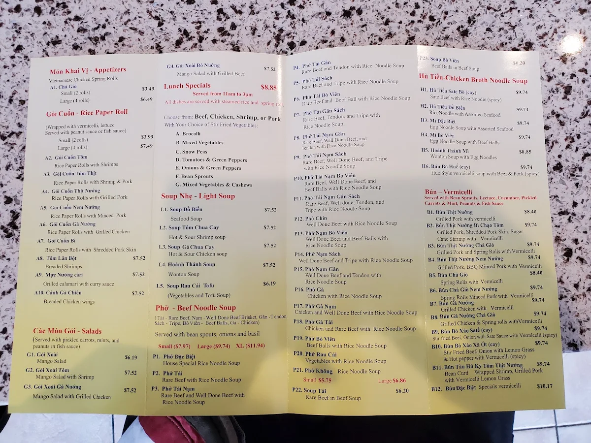 Menu, Thuân Thành Restaurant