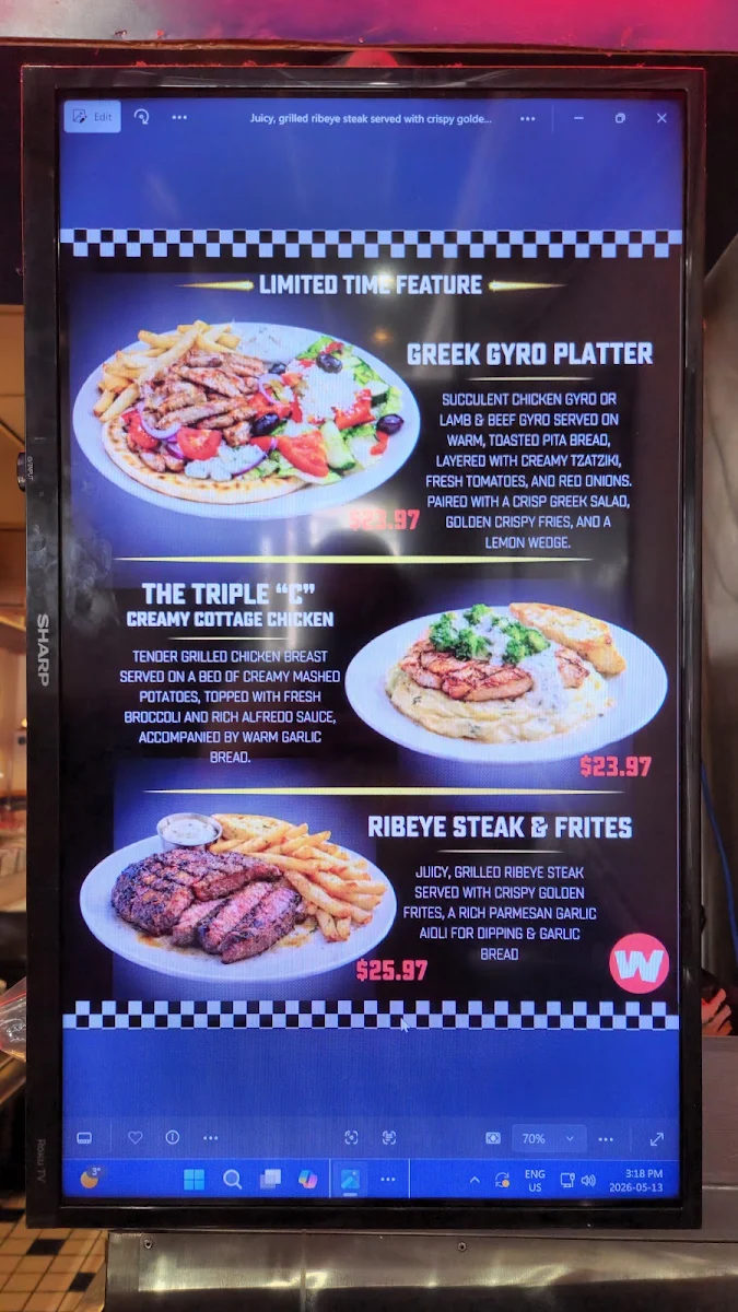 Menu, Wimpy's Diner
