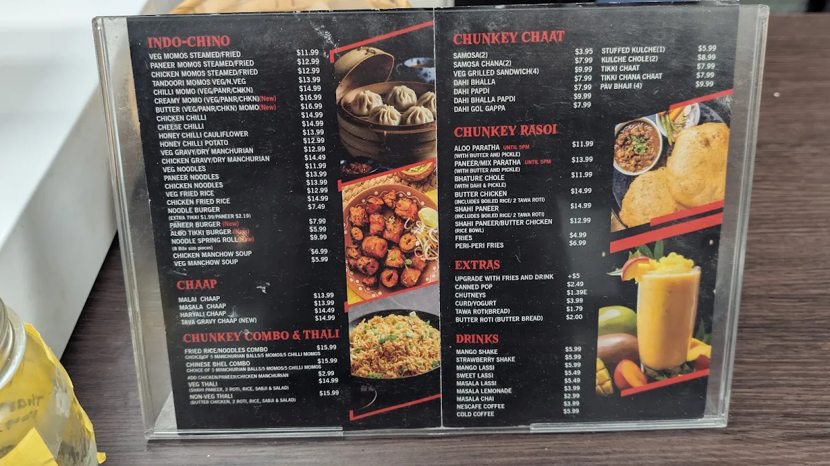 Menu, Chunkey-Indo Chinese and WINGZ