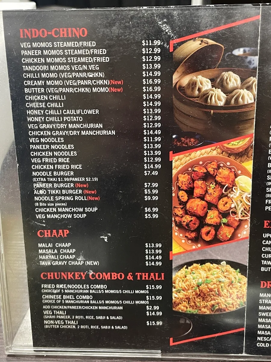 Menu, Chunkey-Indo Chinese and WINGZ