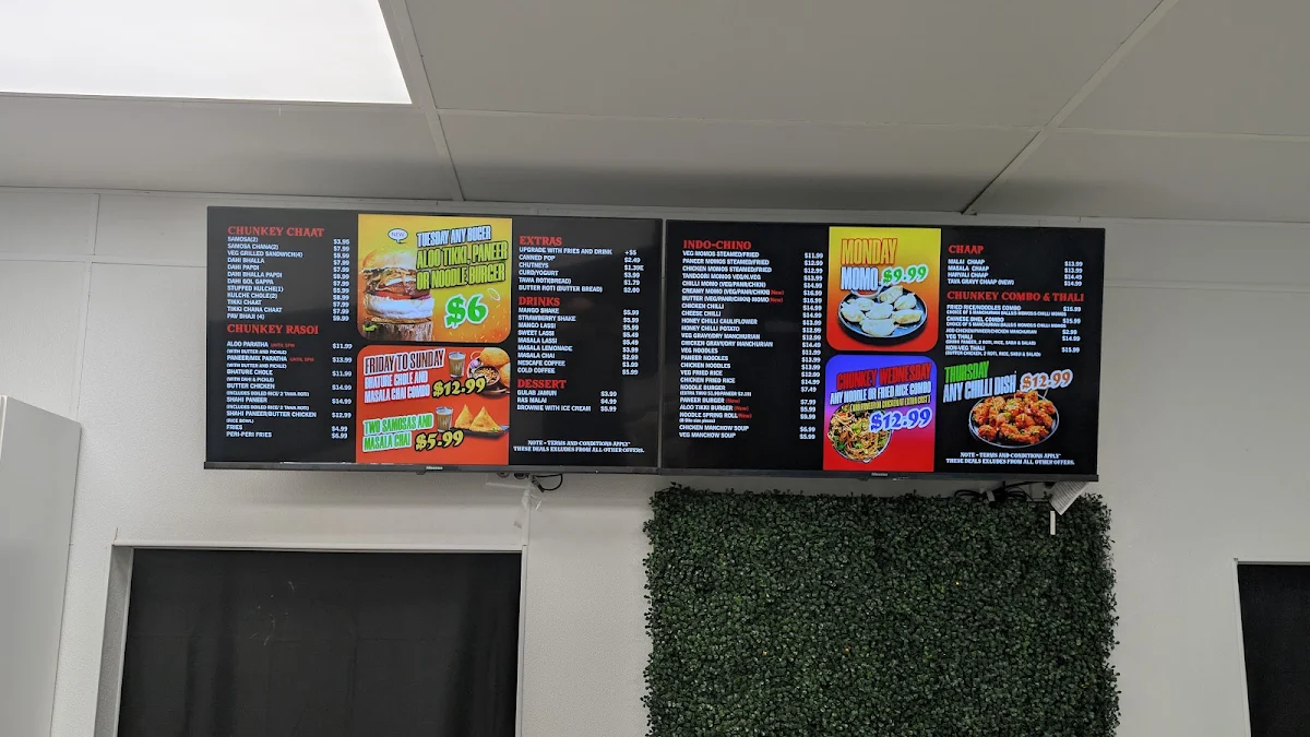 Menu, Chunkey-Indo Chinese and WINGZ