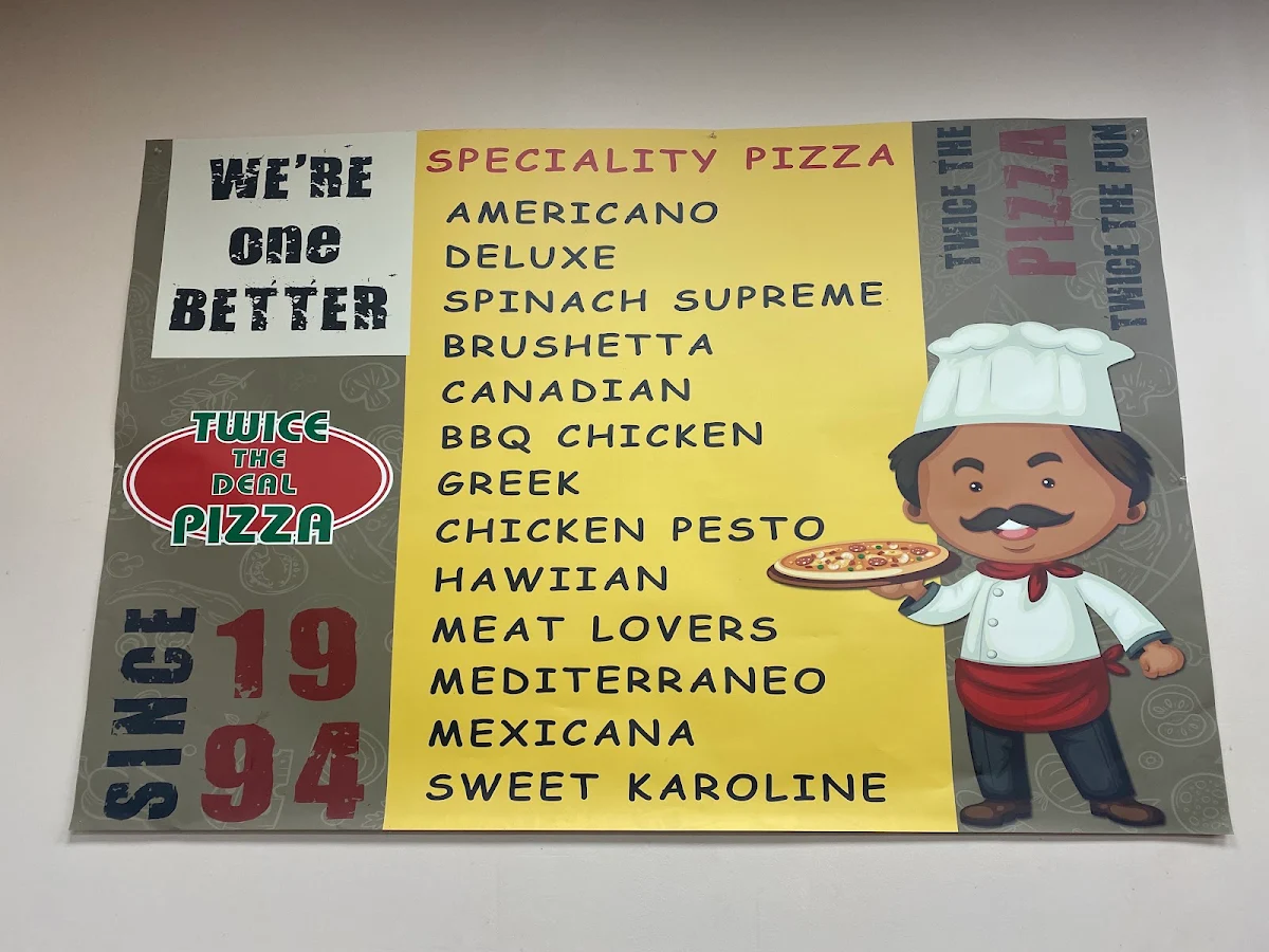 Menu, Twice The Deal Pizza