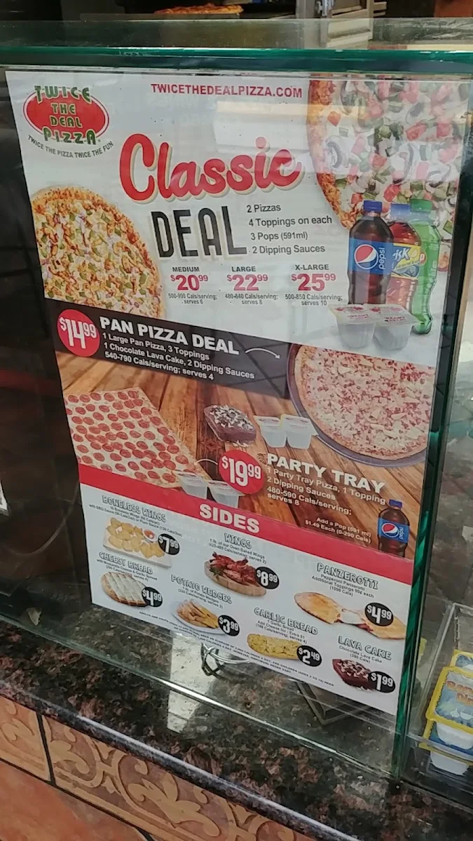 Menu, Twice The Deal Pizza