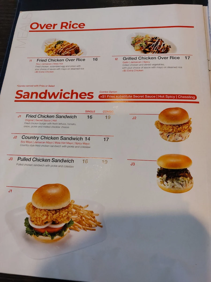 Menu, bbq Chicken