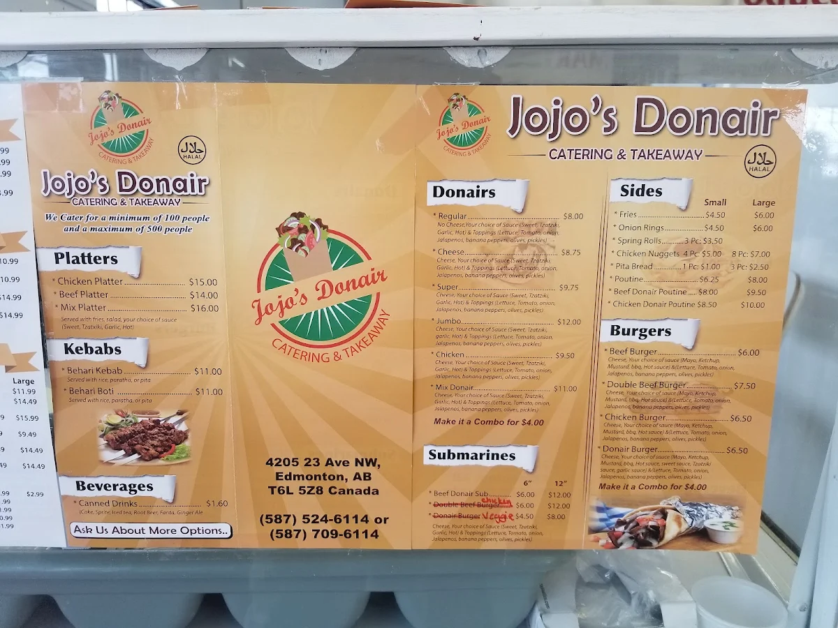 Menu, JoJo's Donair
