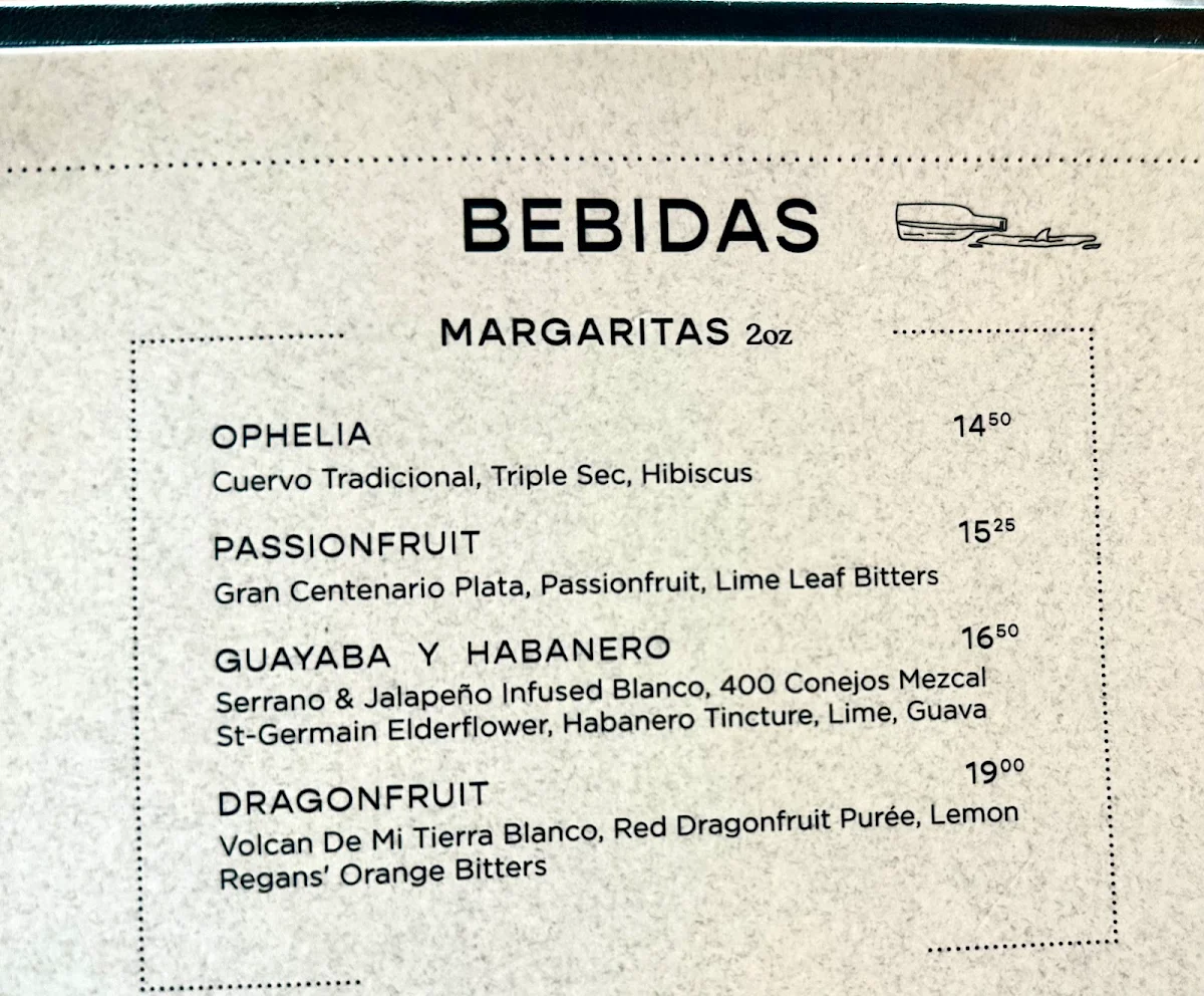 Menu, Ophelia