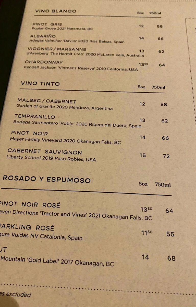 Menu, Ophelia