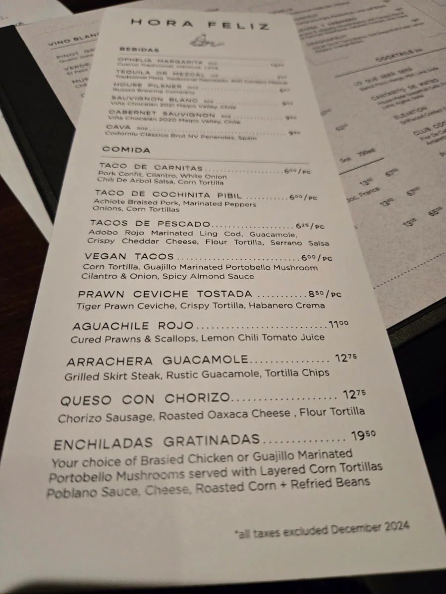 Menu, Ophelia