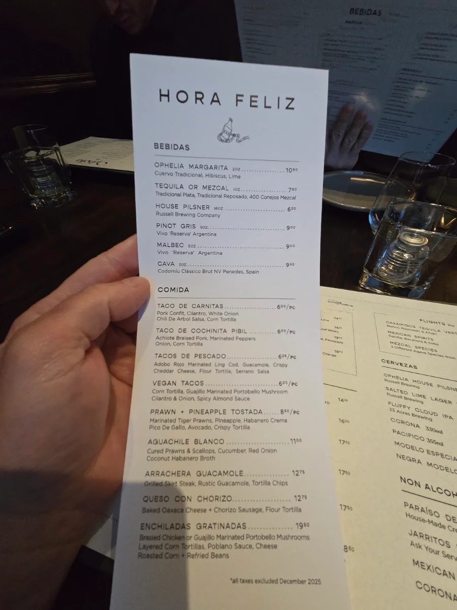 Menu, Ophelia