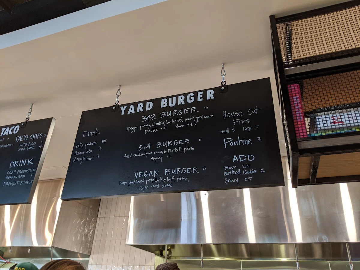 Menu, Yard Burger