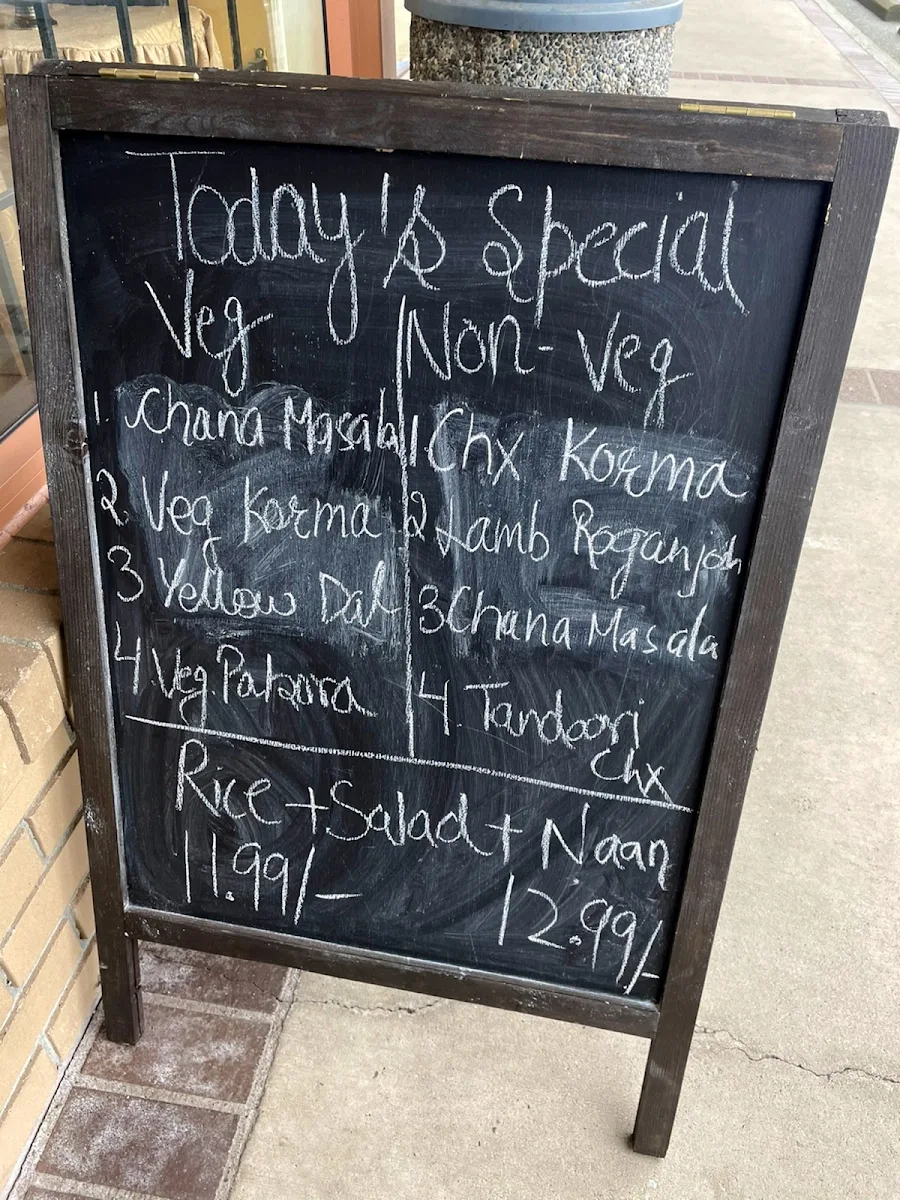 Menu, The Bombay Restaurant