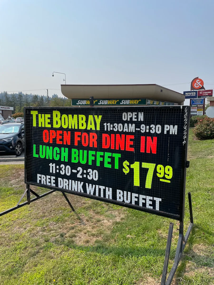 Menu, The Bombay Restaurant