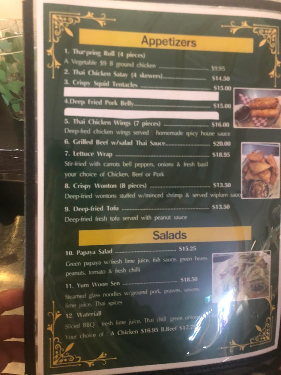 Menu, Thai Sechelt