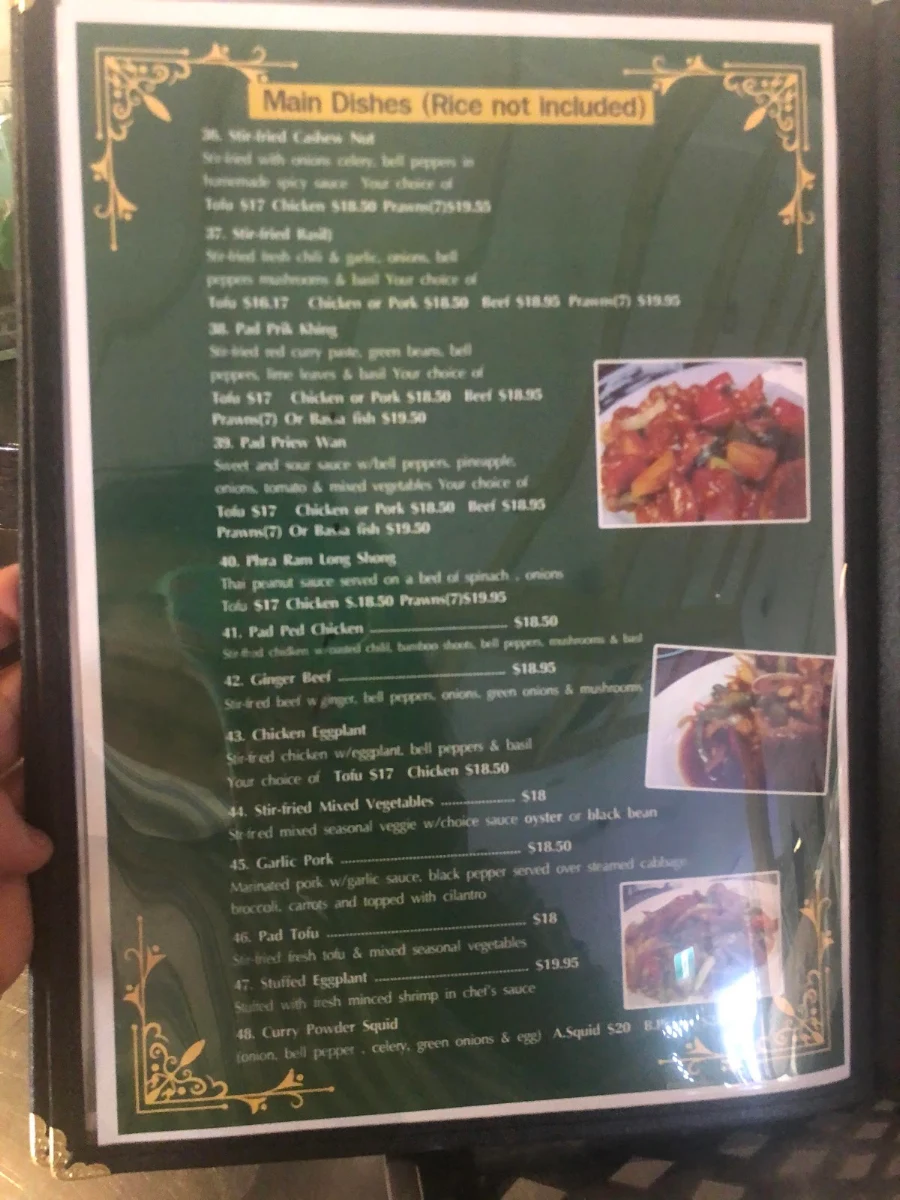 Menu, Thai Sechelt