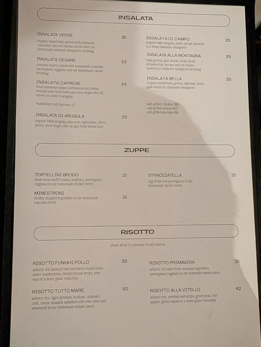 Menu, Vagabondo Restobar