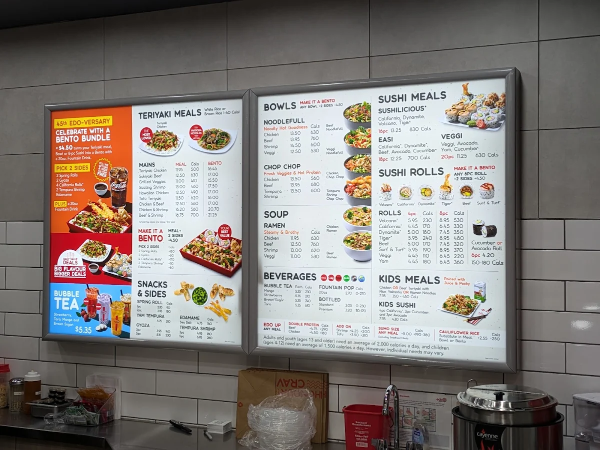 Menu, Edo Japan