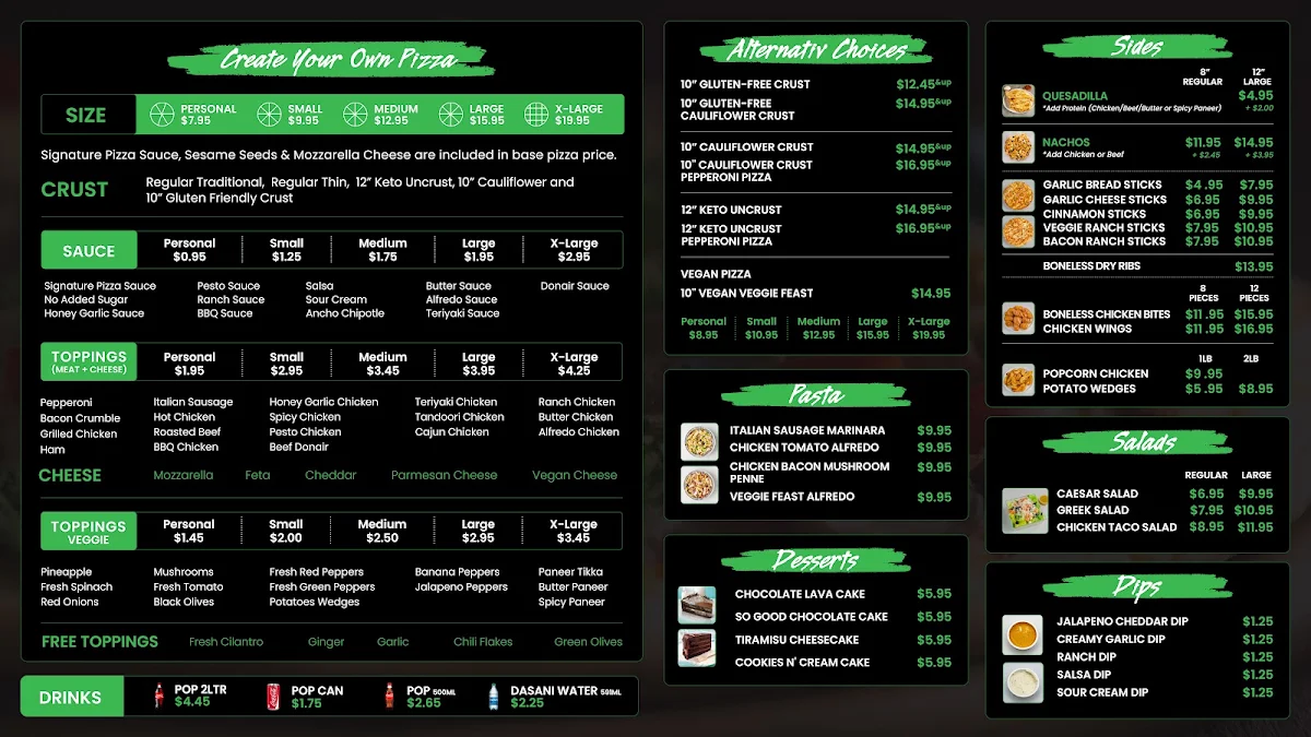Menu, Red Swan Pizza - Edmonton Christy Corner