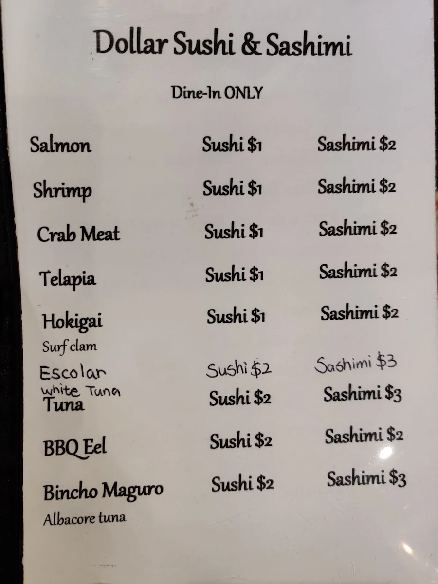 Menu, AJI SUSHI Windsor