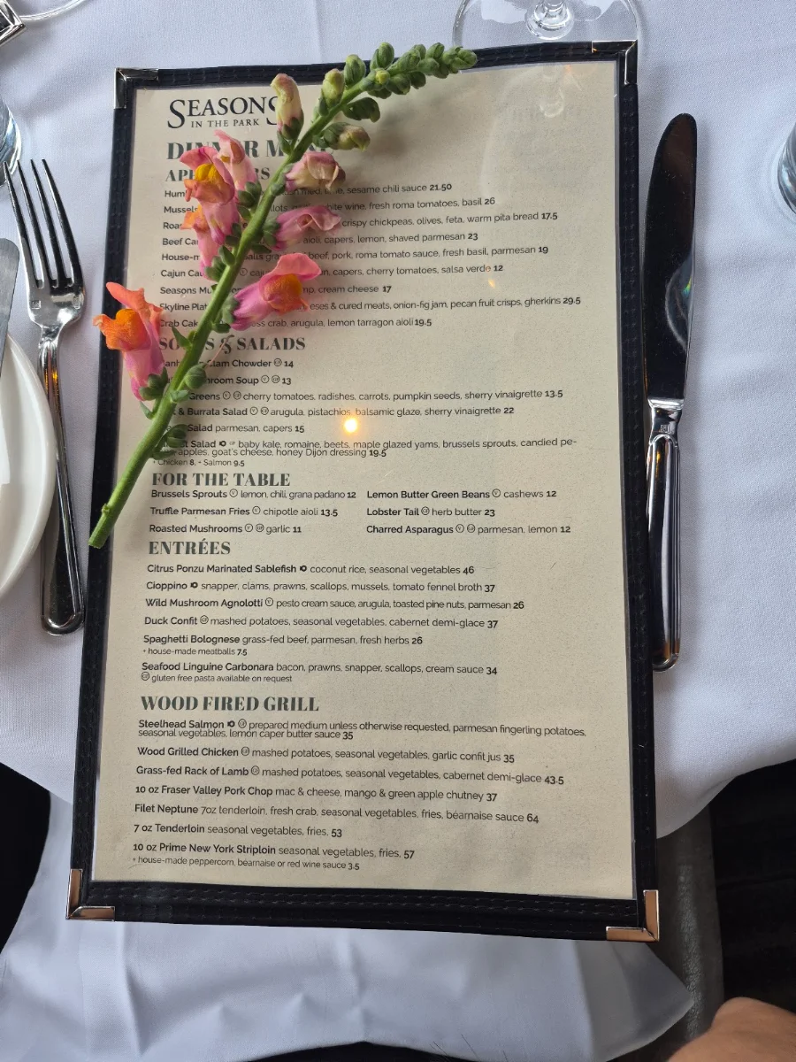 Menu, Seasons in the Park