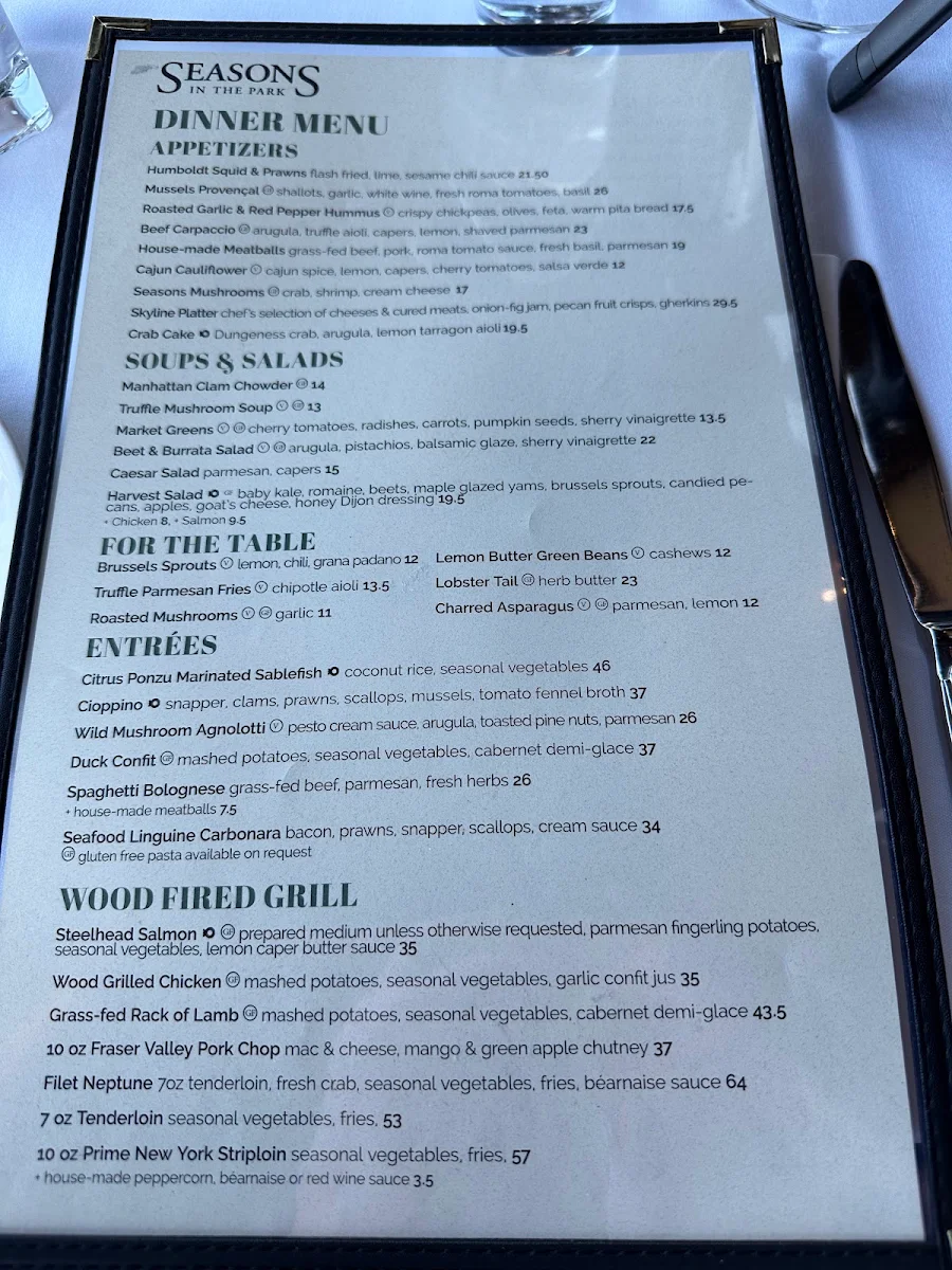 Menu, Seasons in the Park