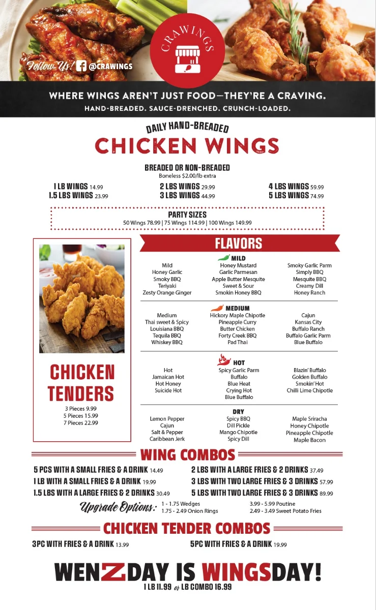 Menu, CRAWINGS