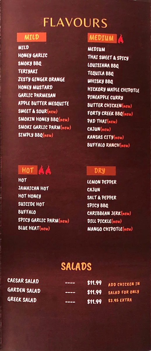 Menu, CRAWINGS