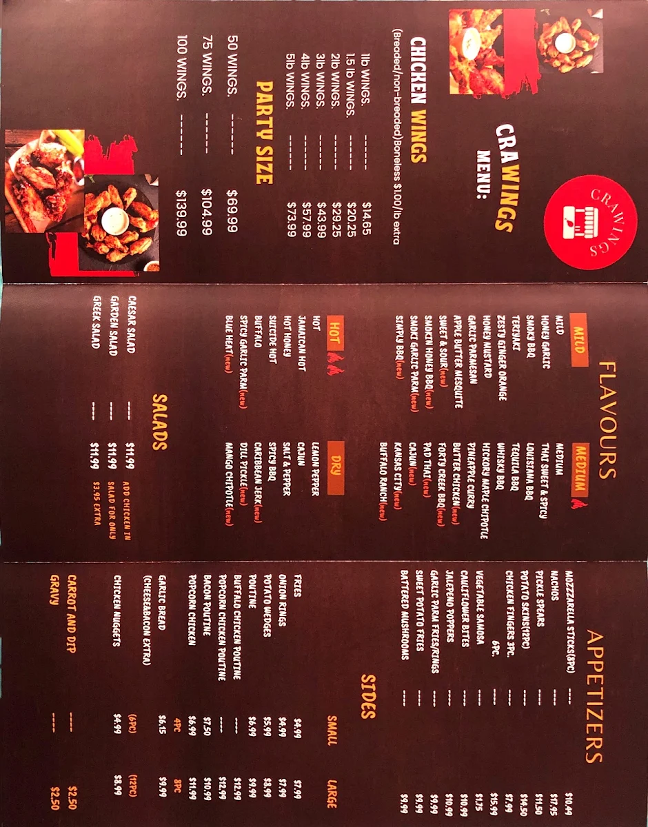 Menu, CRAWINGS