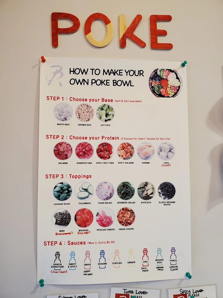 Menu, Banzai Sushi & Teriyaki House