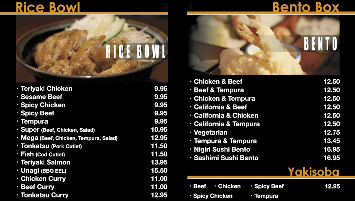 Menu, Banzai Sushi & Teriyaki House